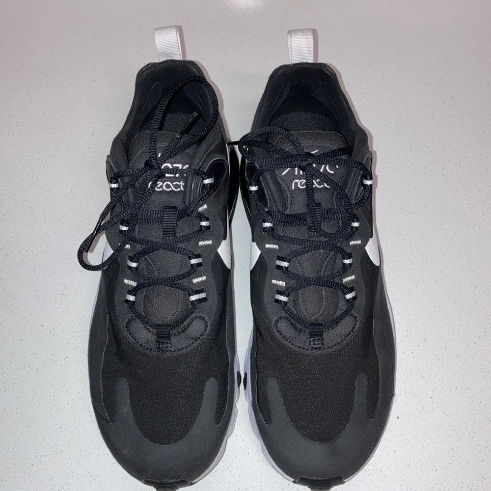 These are Nike Air Max 270 (Black and White) shoes